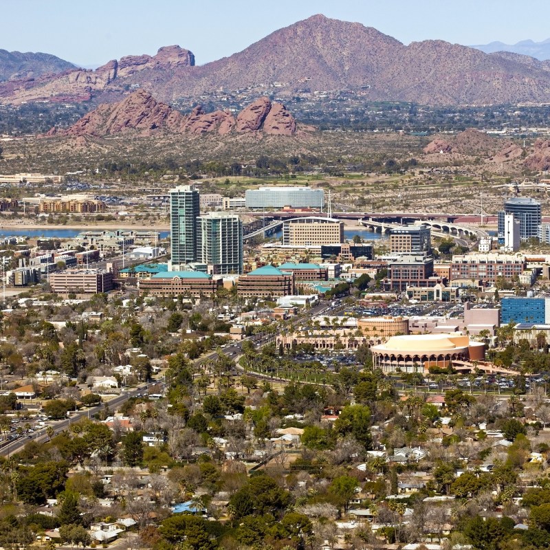 The skyline of Tempe, Arizona.