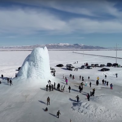 The unique ice volcano in Kazakhstan.