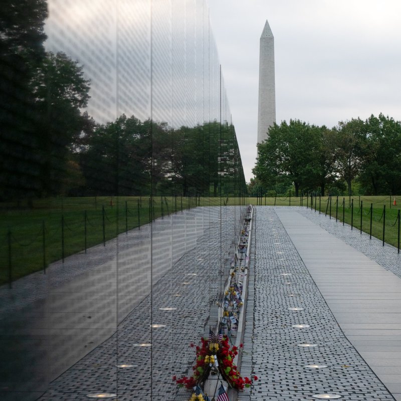 The Vietnam Memorial and Washington Memorial in D.C.