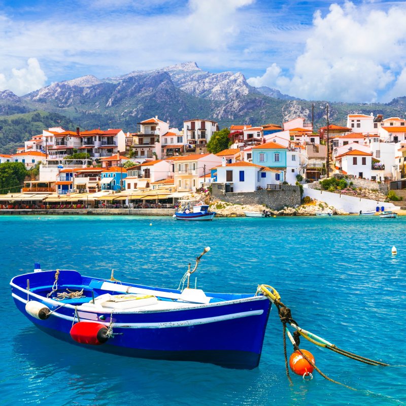 The village of Kokkari on Samos island in Greece.