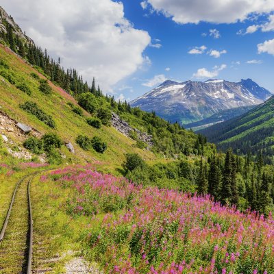 The White Pass and Yukon Route Railroad in Skagway, Alaska.