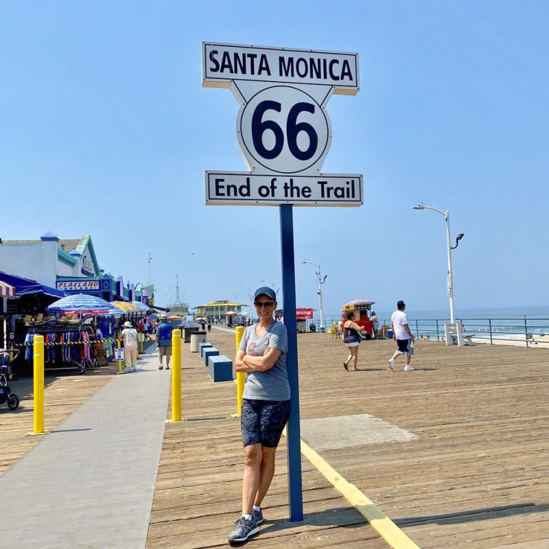 The writer at the pier in Santa Monica, California.