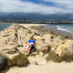 The writer with her dog in Santa Barbara, California.