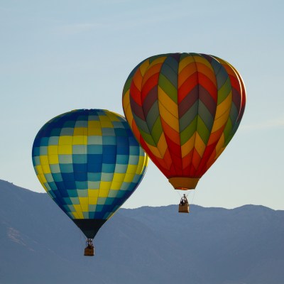 Two hot air balloons in Nevada.
