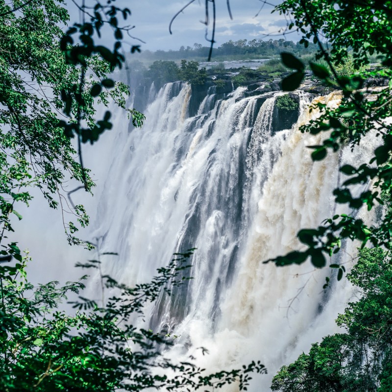 Victoria Falls on the border between Zambia and Zimbabwe.