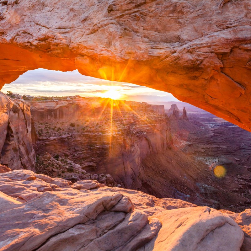 Views from Mesa Arch in Canyonlands National Park in Utah.