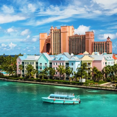 Views of hotels and houses in Nassau, Bahamas.