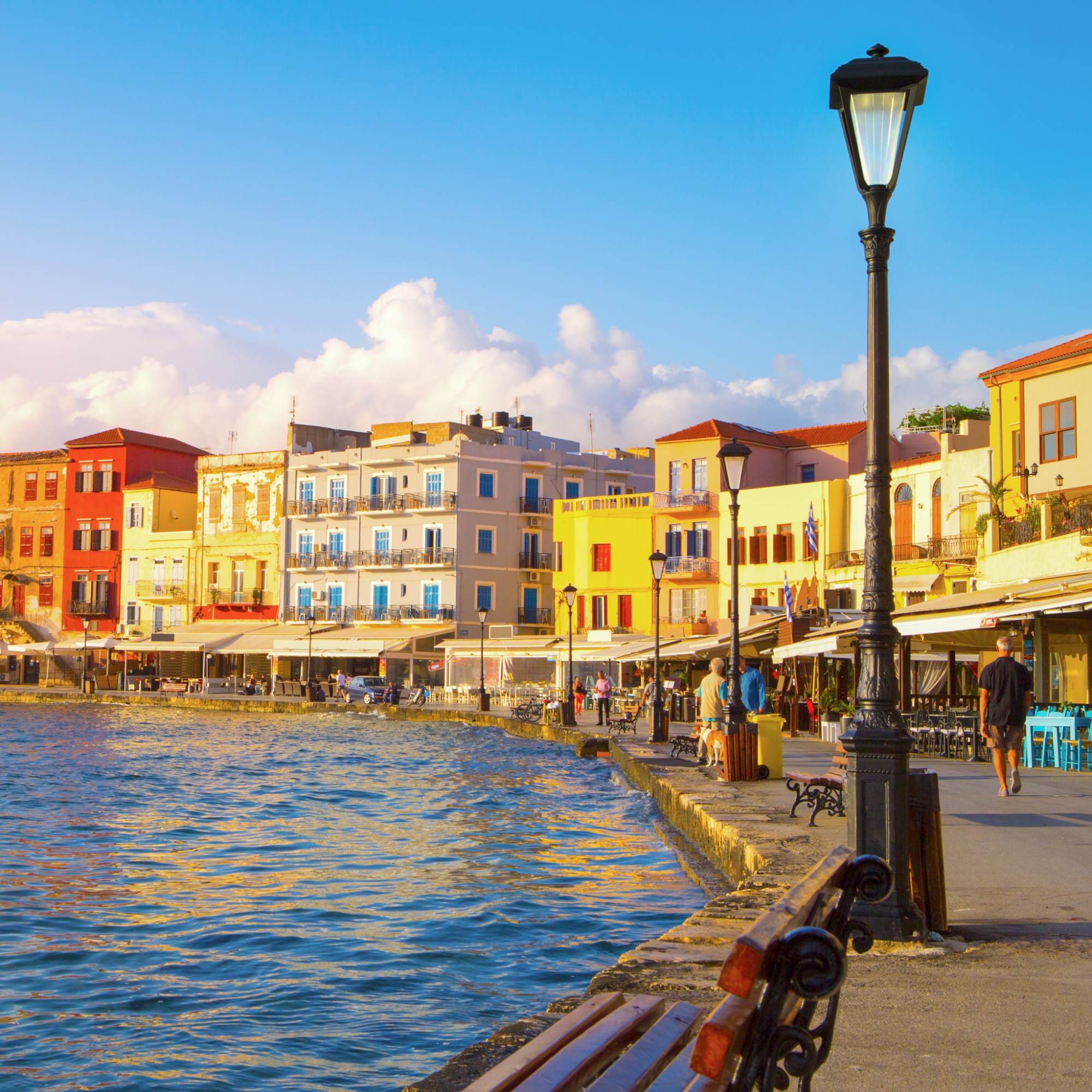 Views of the Old Port of Chania, Greece.