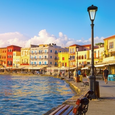 Views of the Old Port of Chania, Greece.
