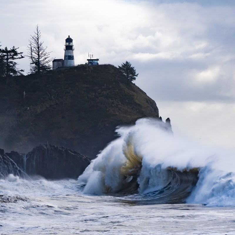 Waves crashing along the coast of Washington's Long Beach Peninsula.