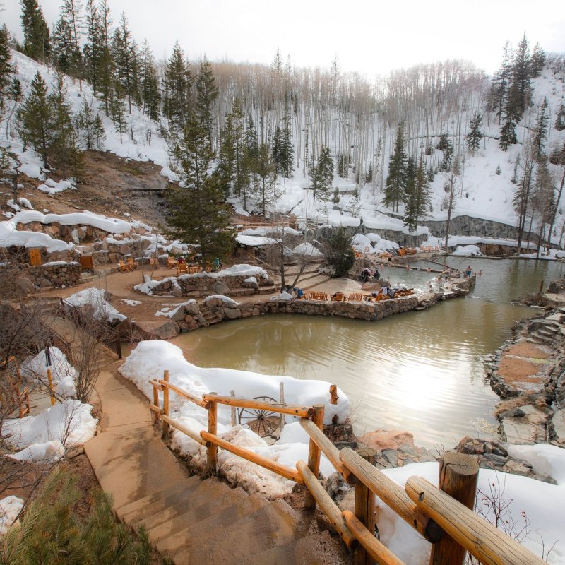 Winter time at Strawberry Park Hot Springs.