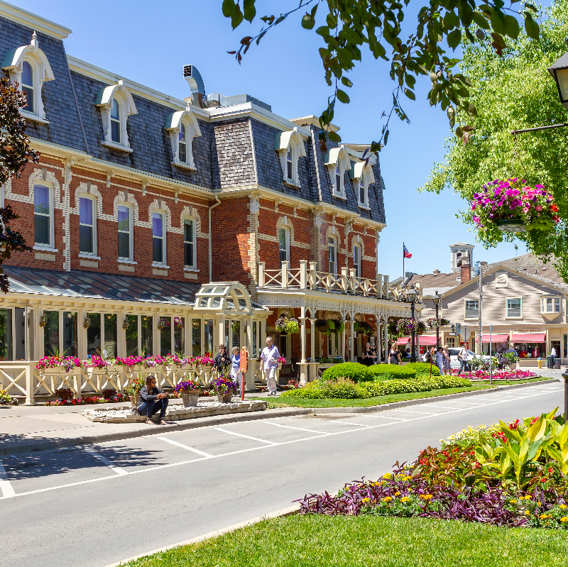 Niagara on the lake, Ontario - June 14, 2018: The Historic Prince of Wales Hotel in Niagara On The Lake, Ontario, Canada is a three story hotel with 100 rooms and was built in 1864.