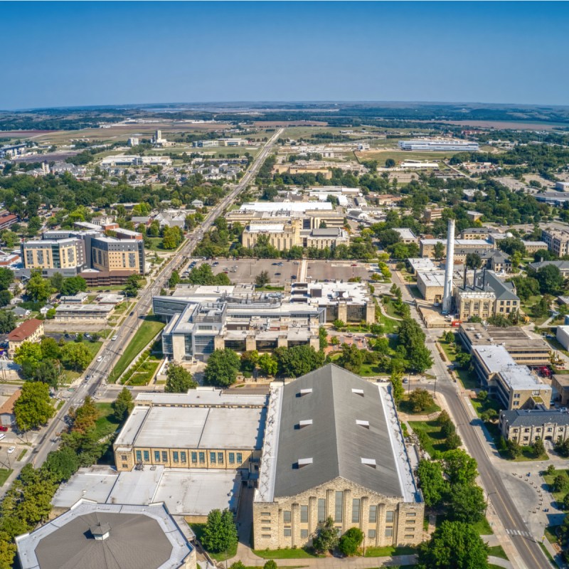 Aerial view of Manhattan, Kansas.