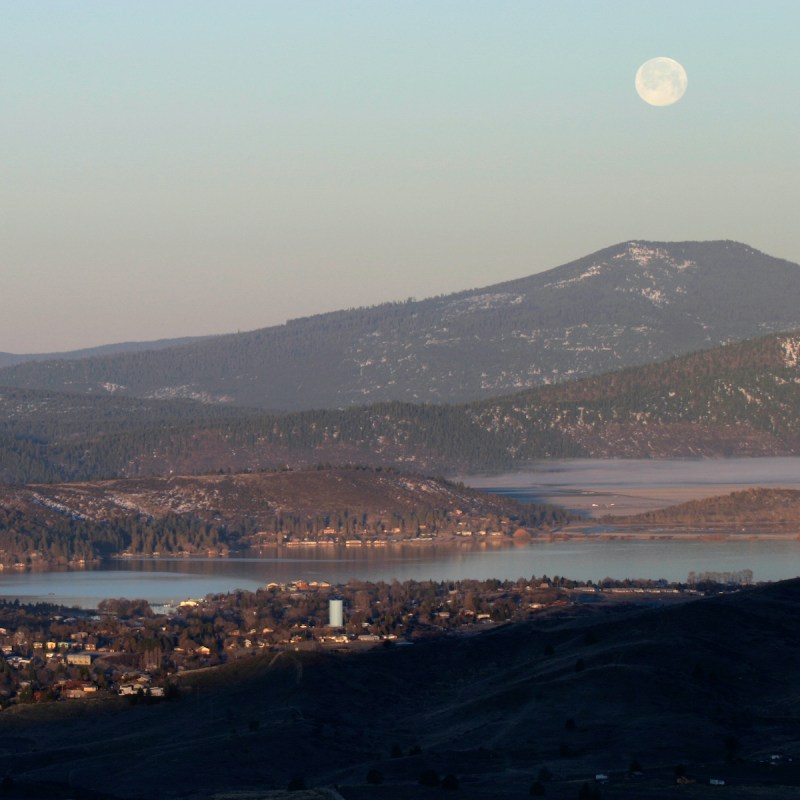 Moonrise over Klamath Falls, Oregon.