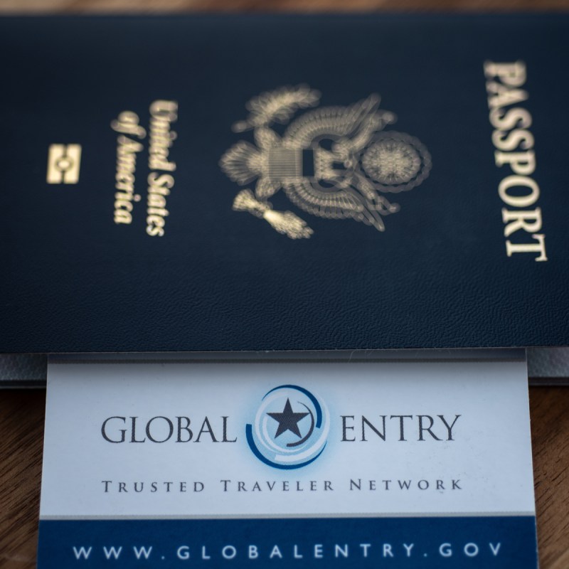 Passport and Global Entry card.