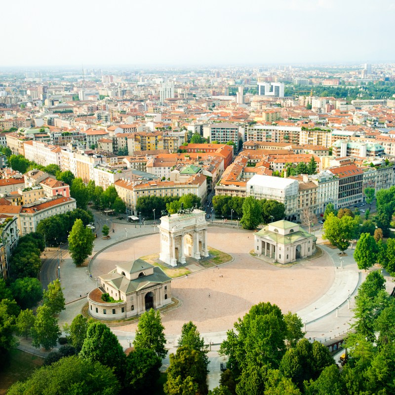 Panoramic view of Milan, Italy.