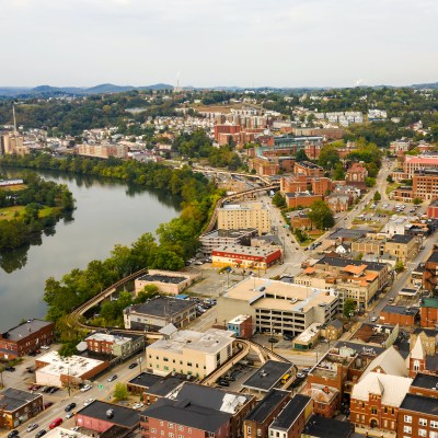 A bird's-eye view of Morgantown, WV.