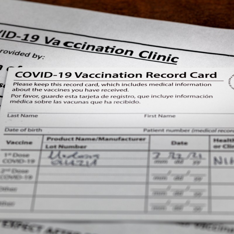 COVID-19 vaccination card.