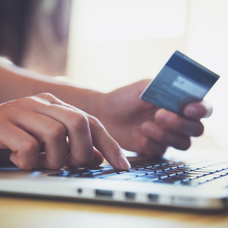 A person online shopping.