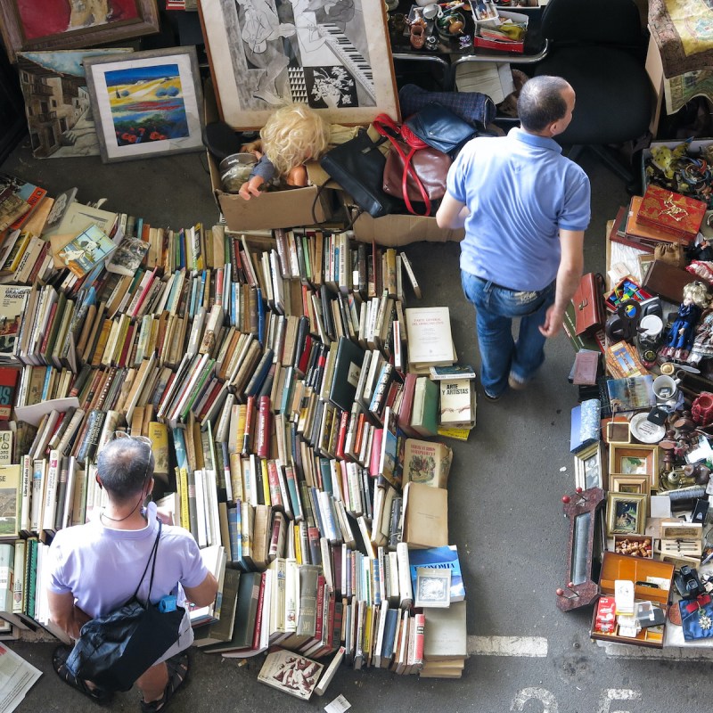 A flea market in Barcelona, Spain.