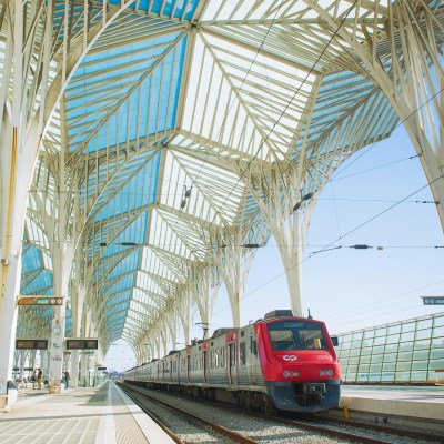 Rail station in Lisbon, Portugal.