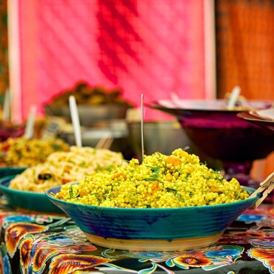 Food at a Narberth Food Festival stall.