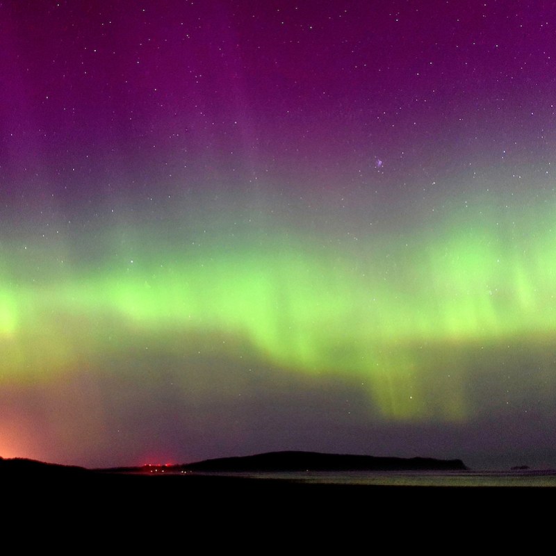 Aurora Australis display seen from Oreti Beach, Invercargill.