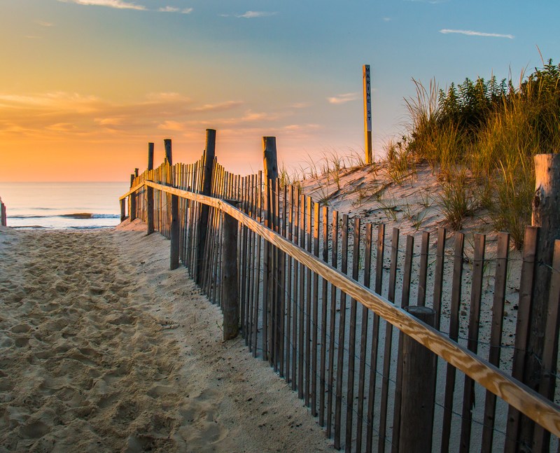 Sunrise glows at the Atlantic seashore at Marine St. in Beach Haven, New Jersey 2