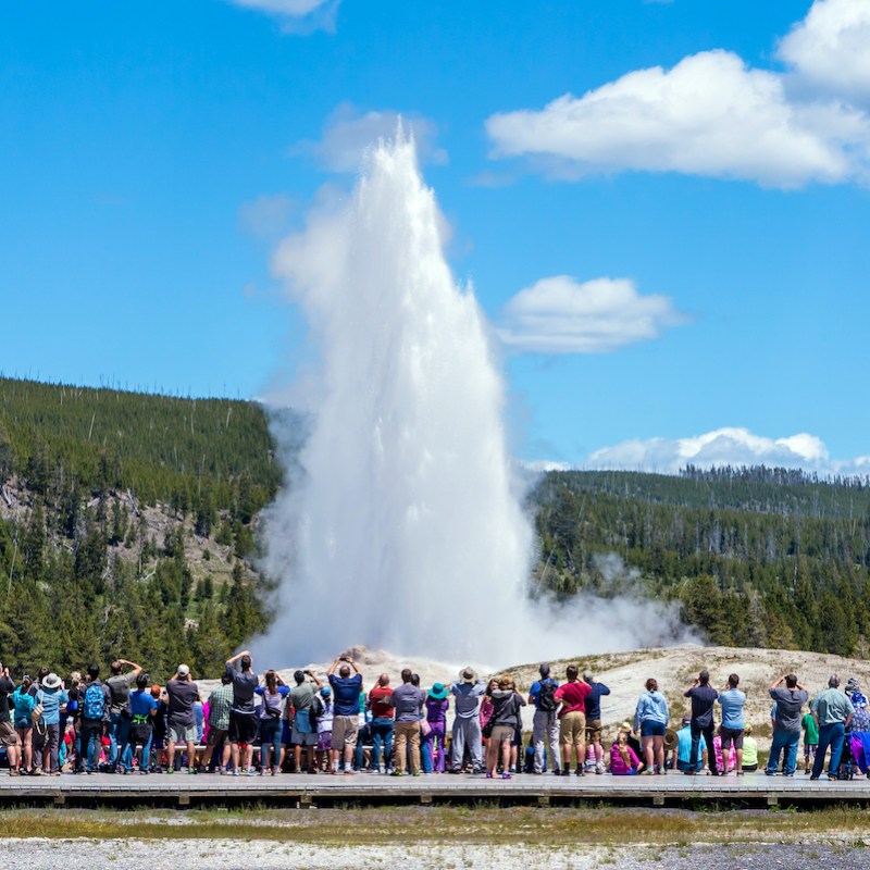 Tourists at Old Faithful.