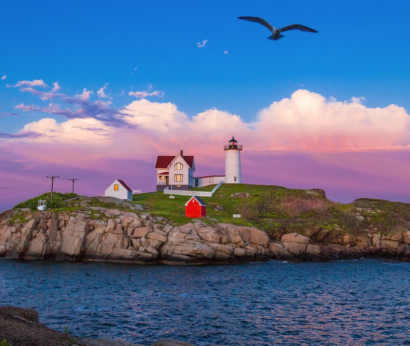 sunset Nubble Lighthouse, Cape Neddick, York Maine