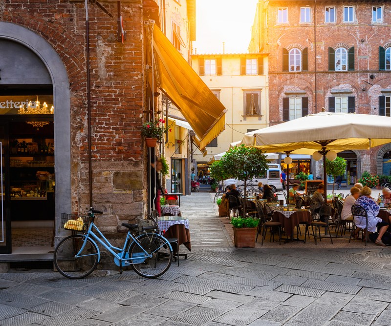 Old cozy street in Lucca, Italy. Lucca is a city and comune in Tuscany. It is the capital of the Province of Lucca.