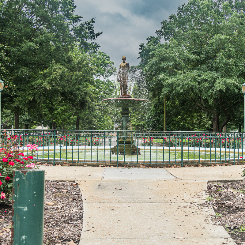 Fountain in Hermanns Park in Goldsboro, North Carolina.