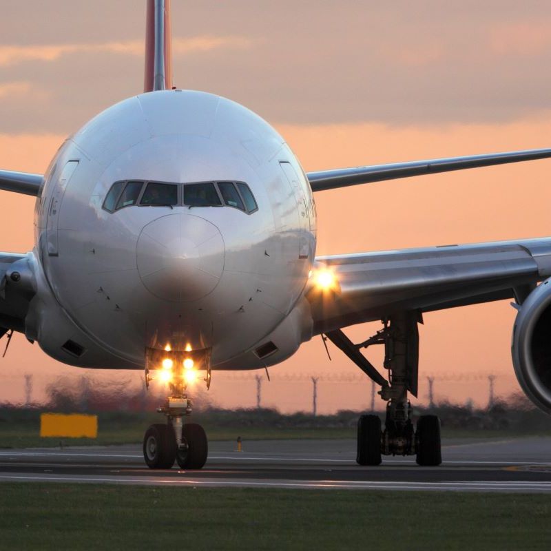 Passenger jet on runway