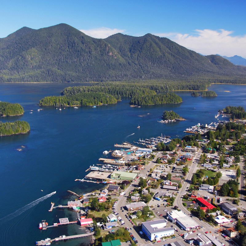 Aerial view of Tofino, Vancouver Island
