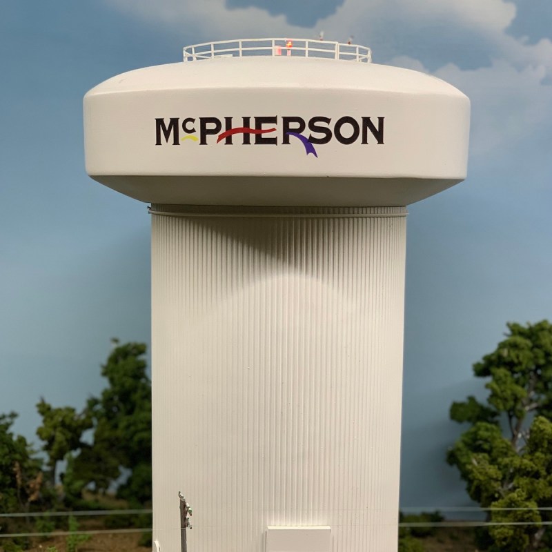 McPherson water tower display in the McPherson Museum and Arts Foundation.
