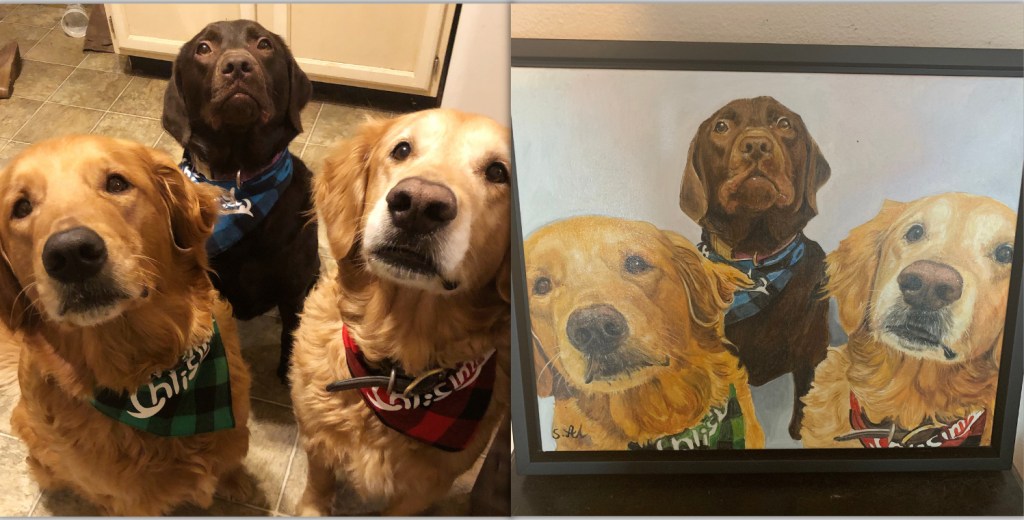 Allison's dogs into a custom Paint Your Life painting