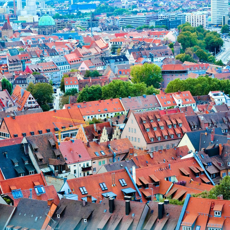 Rooftops in Nuremberg, Germany.