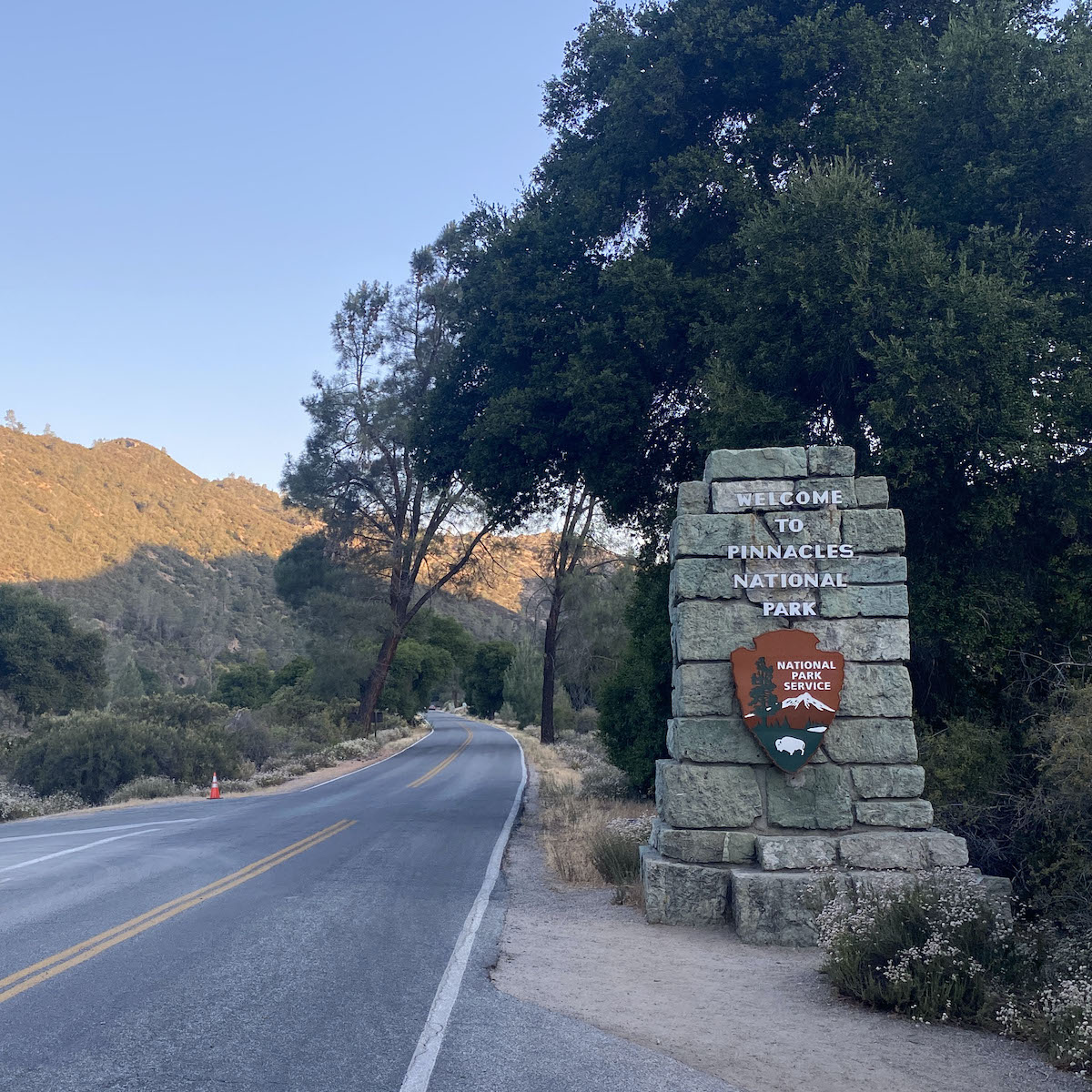 One of the entrance signs in Pinnacles National Park