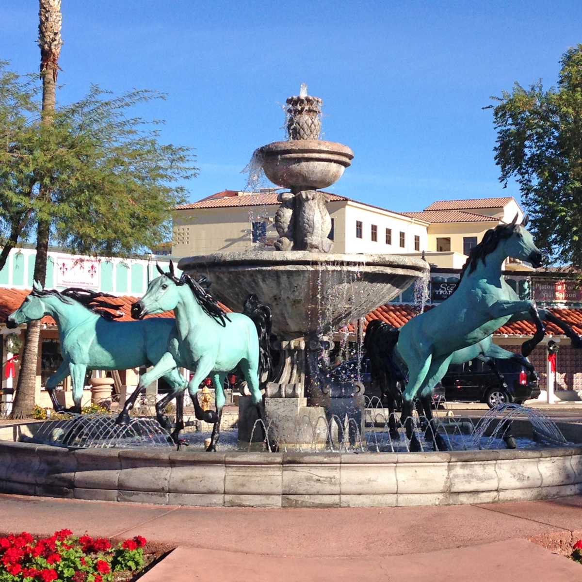 Bronze Horse Fountain in Old Town, Scottsdale, Arizona.
