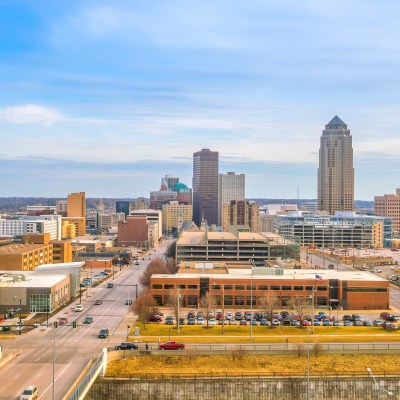 Des Moines Iowa skyline in USA