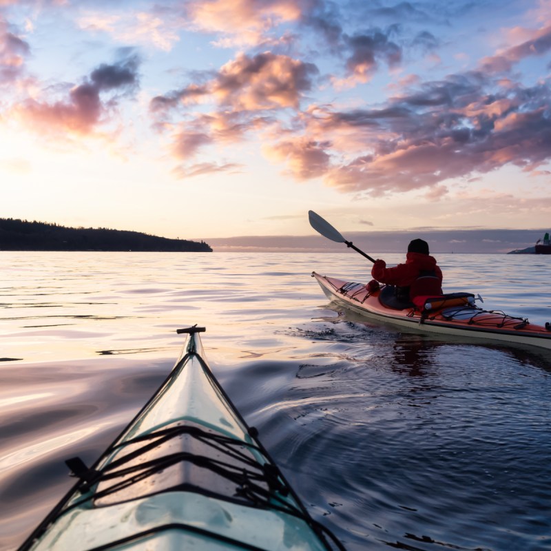 Canoeing in the Pacific Ocean.