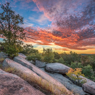 sunrise over Elephant Rocks in Missouri