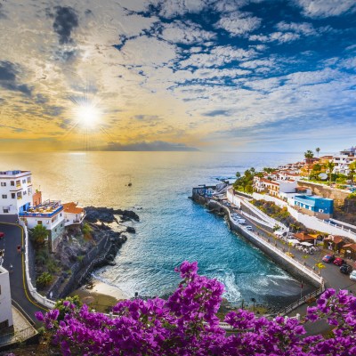 Sunrise in Puerto de Santiago city, Tenerife, Canary island, Spain