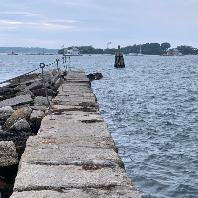 The break wall at Woods Hole in Falmouth, Massachusetts.