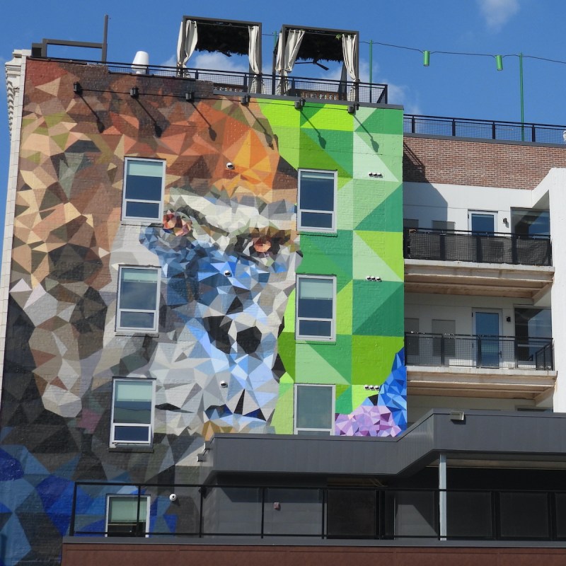 Giant ape mural in Kansas City, Missouri's Crossroads Arts District.