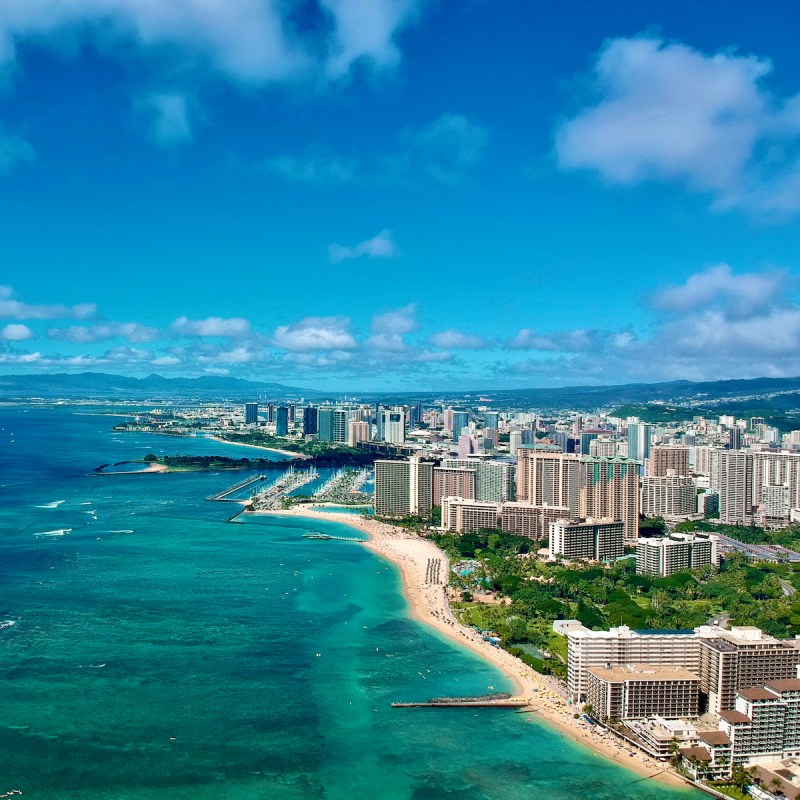 Honolulu skyline and beach