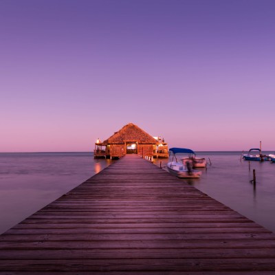 Overwater bungalow in Belize.