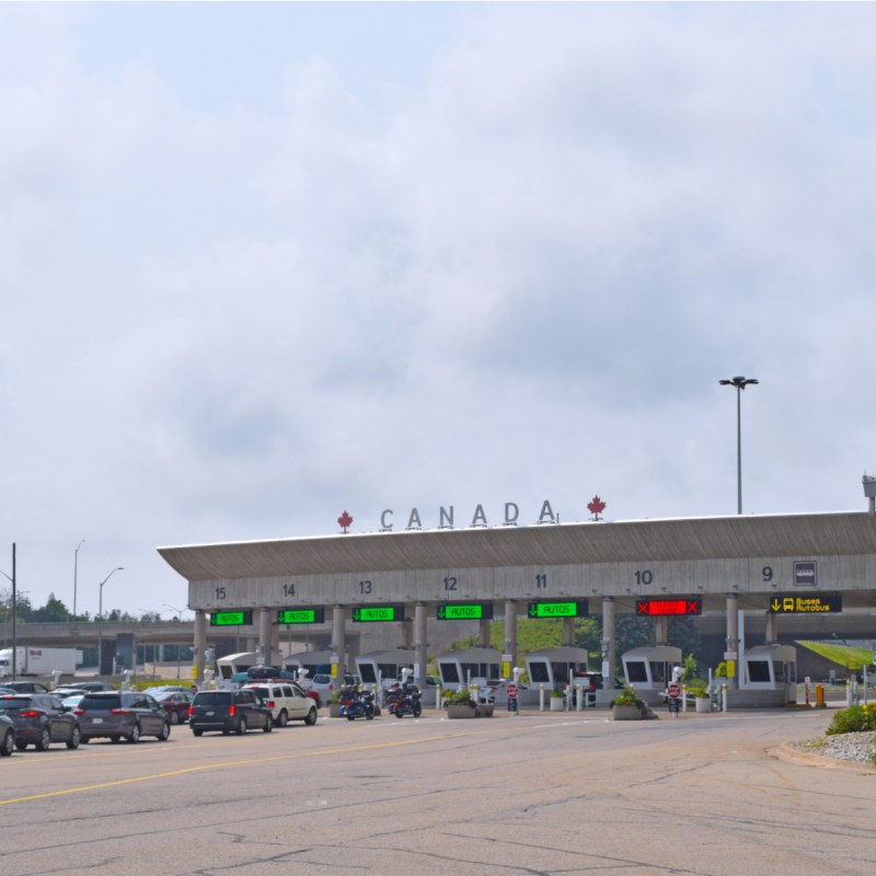 Cars at the Canadian border.