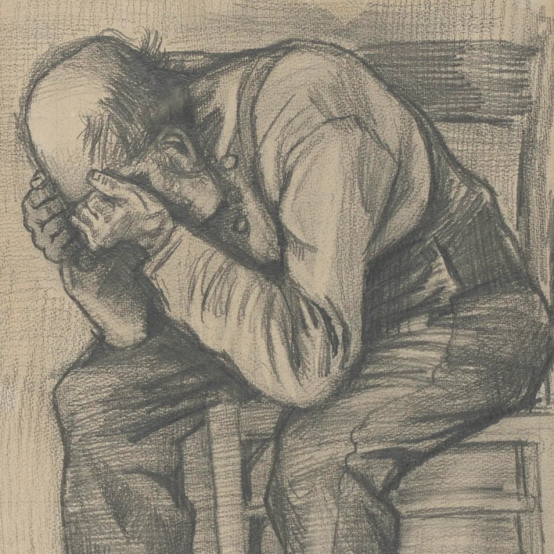 Portion of "Study for 'Worn Out,'" by Vincent Van Gogh.