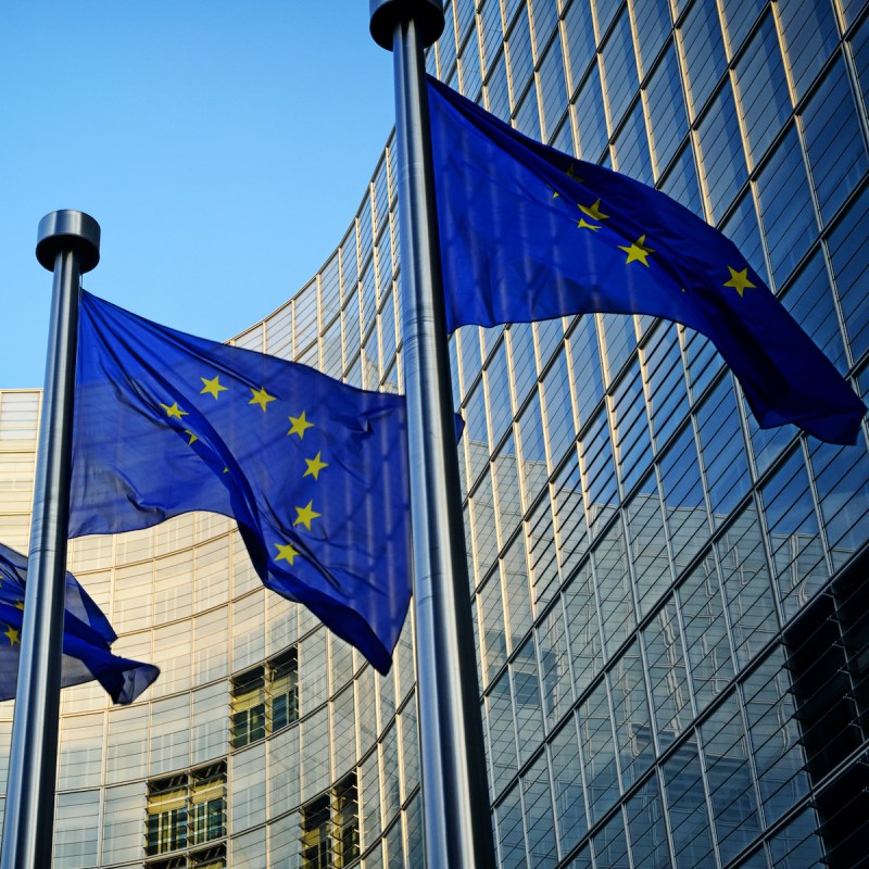 European Union flags in Brussels
